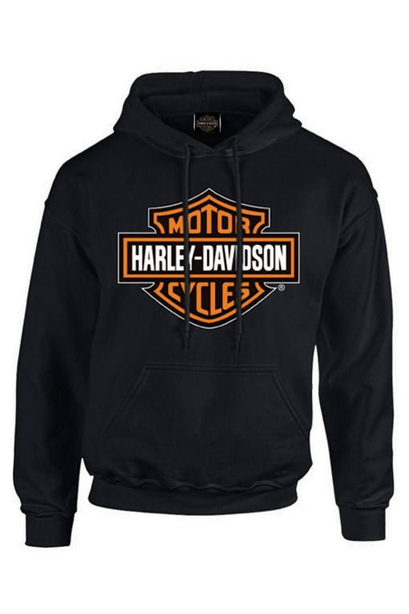 Men's Bar & Shield Pullover Fleece Hooded Sweatshirt, Black (XL), Harley Davidson