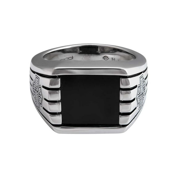 Harley-Davidson Men's Bar & Shield Steel Lines Ring, Silver Stainless Steel (10), Harley Davidson