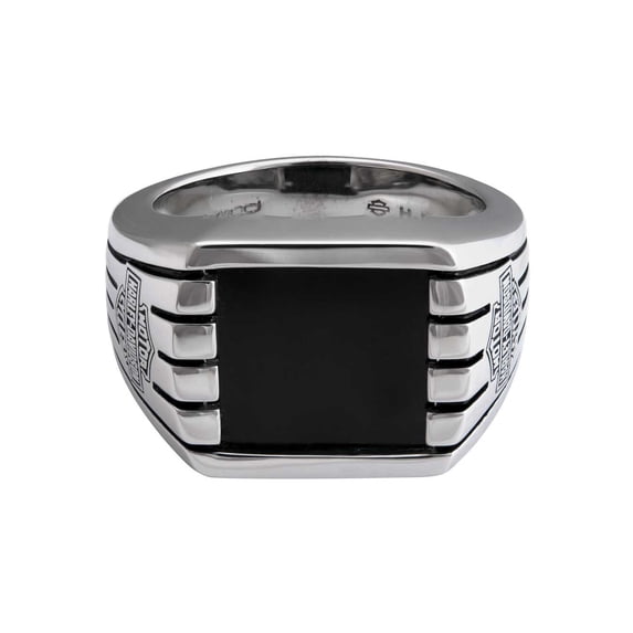 Harley-Davidson Men's Bar & Shield Steel Lines Ring, Silver Stainless Steel (13), Harley Davidson