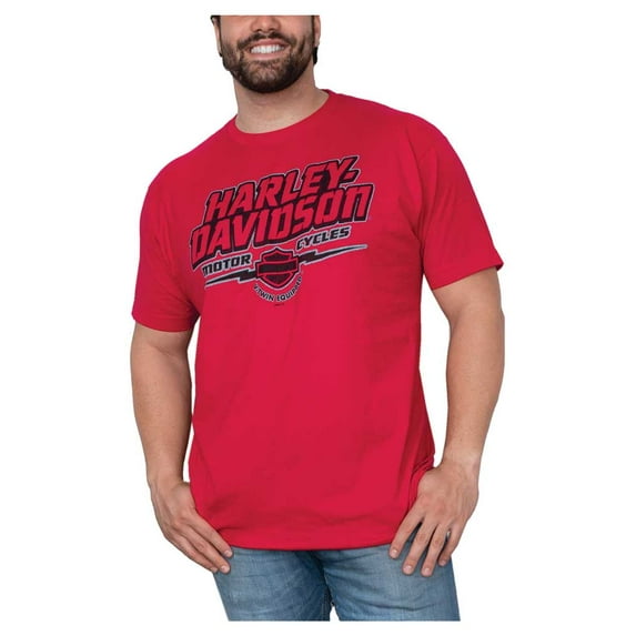 Harley-Davidson Men's Big Shot Crew-Neck Short Sleeve Cotton T-Shirt - Red (3XL), Harley Davidson