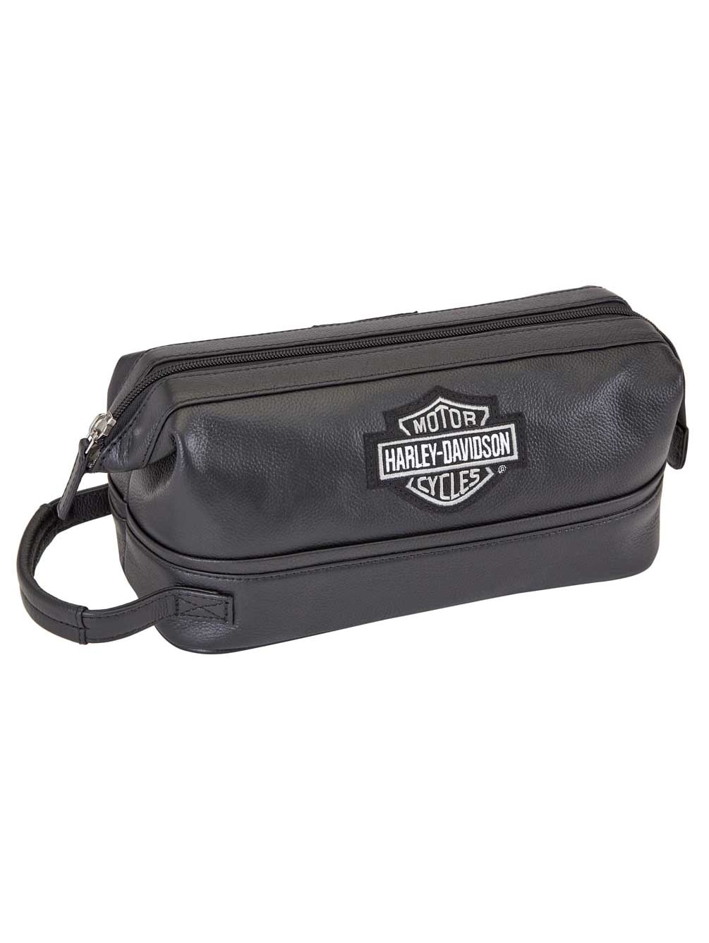 Harley-Davidson Men's Black Leather Toiletry Kit Bag Kuwait Ubuy - Main Image