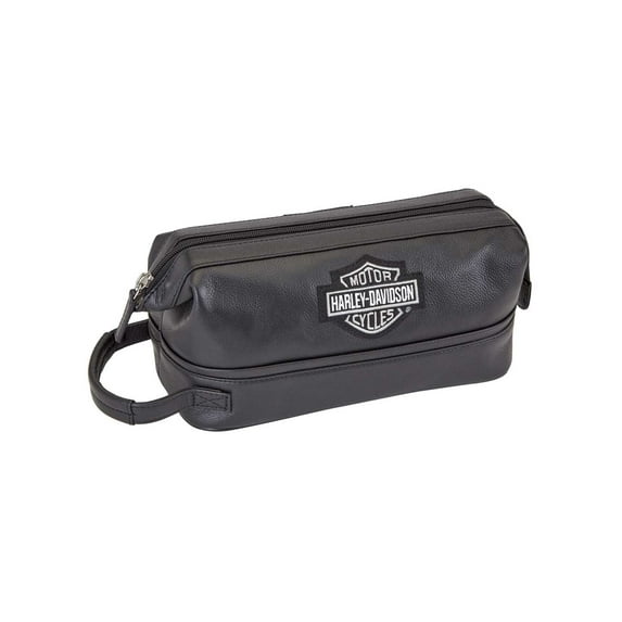 Harley-Davidson Men's Black Leather Toiletry Kit Bag 99609, Harley Davidson