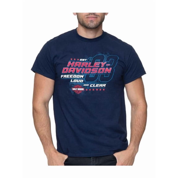 Harley-Davidson Men's Bold Crew-Neck Cotton Short Sleeve T-Shirt, Navy (3XL), Harley Davidson