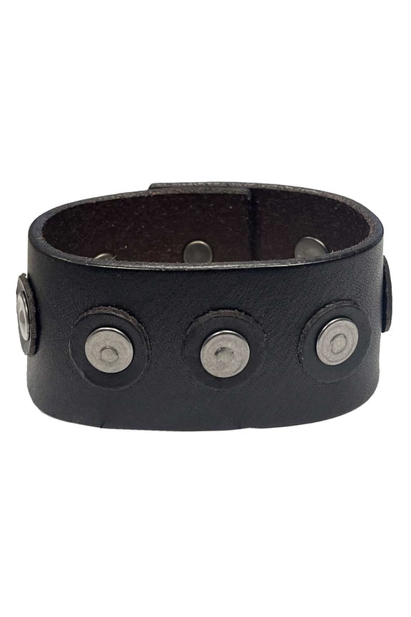 Men's Center Rivet Leather Cuff Bracelet Wristband (L/XL) Brown, Harley Davidson