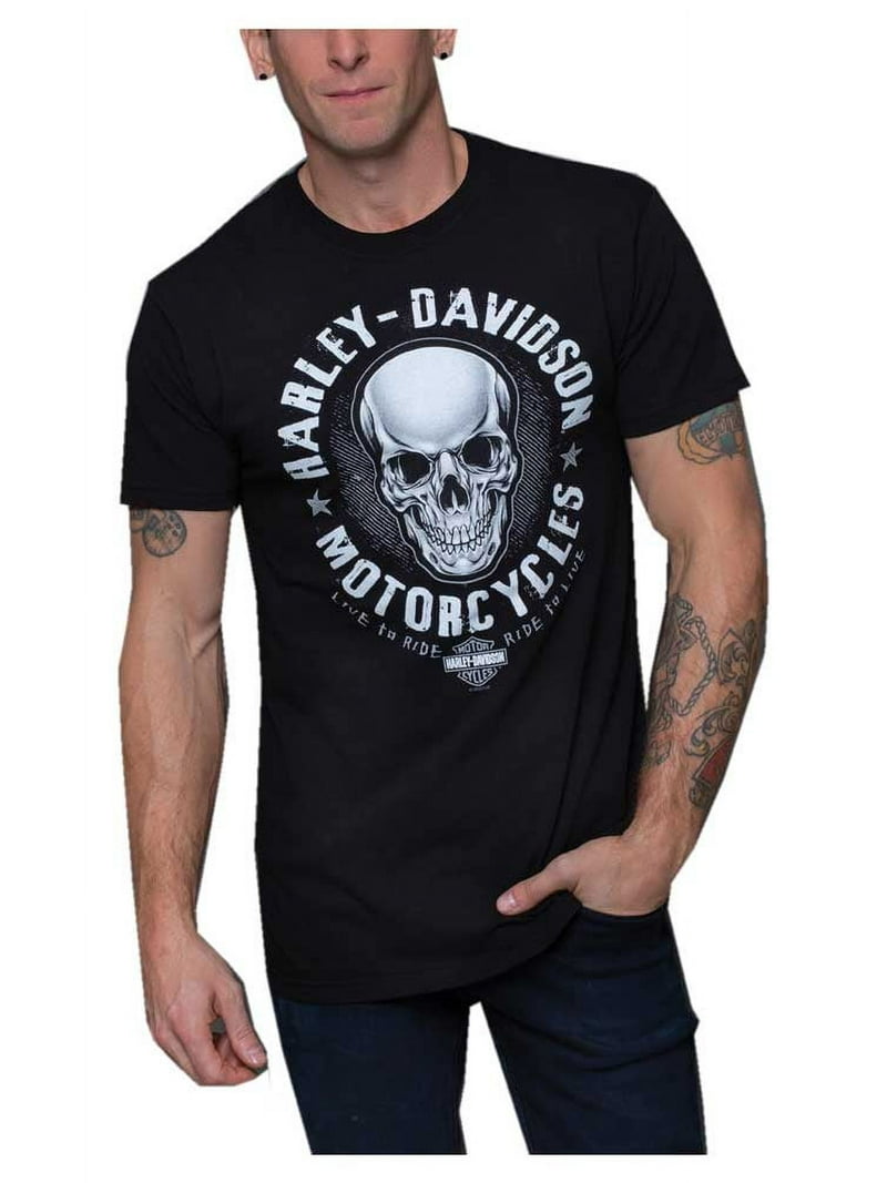Harley-Davidson Men's Center Skull Short Sleeve Crew-Neck