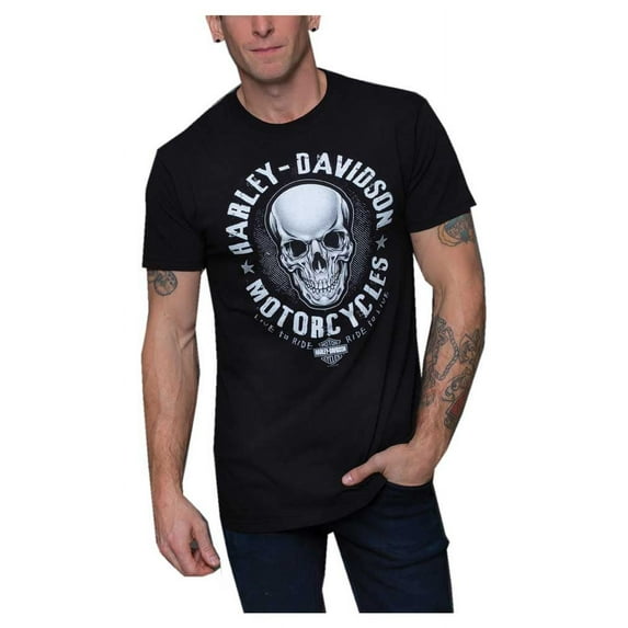 Harley-Davidson Men's Center Skull Short Sleeve Crew-Neck Cotton T-Shirt (4XL), Harley Davidson