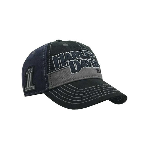 Harley-Davidson Men's Chain Stitch Curved Adjustable Colorblocked Baseball Cap, Harley Davidson