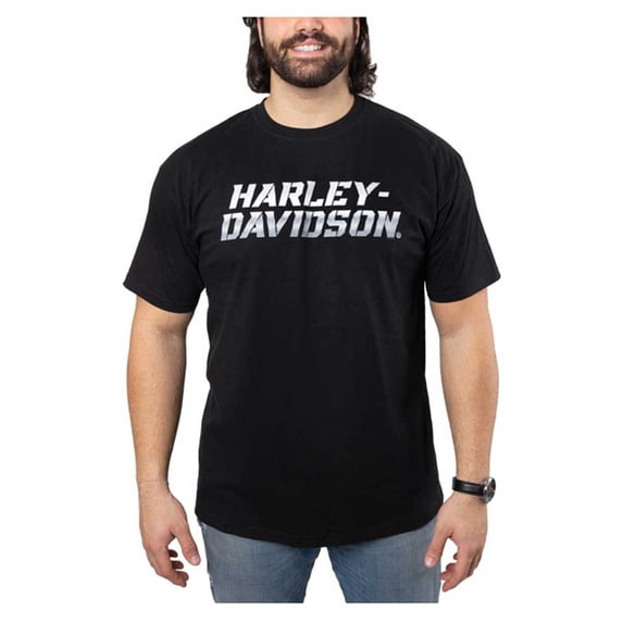 Harley-Davidson Men's Chrome Grit Short Sleeve Crew-Neck T-Shirt - Black (S), Harley Davidson