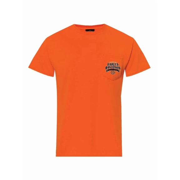 Harley-Davidson Men's Clean Short Sleeve Chest Pocket Tee, Safety Orange (XL)