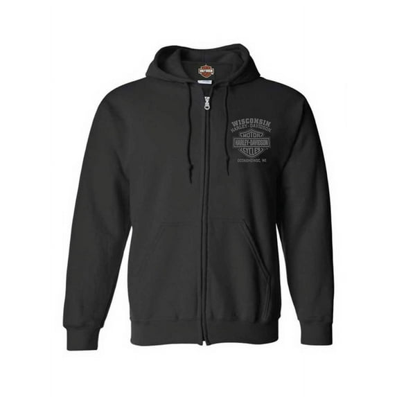 Harley-Davidson Men's Ghoulish Skull Cotton-Blend Zip-Up Hoodie, Black (4XL), Harley Davidson