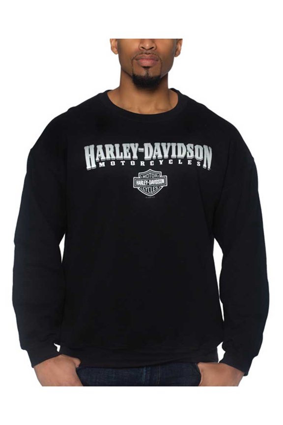 Men's Crest Poly-Blend Crew-Neck Pullover Fleece Sweatshirt (S), Harley Davidson