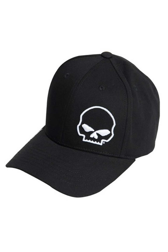 Men's Crooked Skull Curved Bill Stretch Fit Baseball Cap (L/XL), Harley Davidson