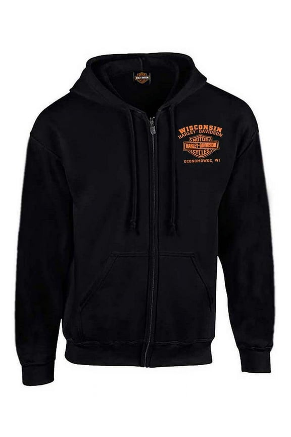 Men's Custom Freedom Fleece Full-Zip Hoodie - Solid Black (XL), Harley Davidson