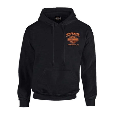 Harley-Davidson Men's Custom Freedom Fleece Pullover Hoodie - Solid Black (2XL), Harley Davidson
