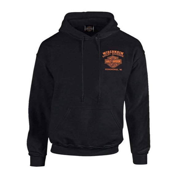 Harley-Davidson Men's Custom Freedom Fleece Pullover Hoodie - Solid Black (XL), Harley Davidson