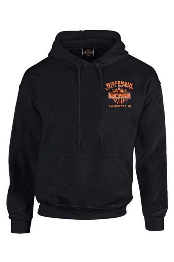 Men's Custom Freedom Fleece Pullover Hoodie - Solid Black (XL), Harley Davidson
