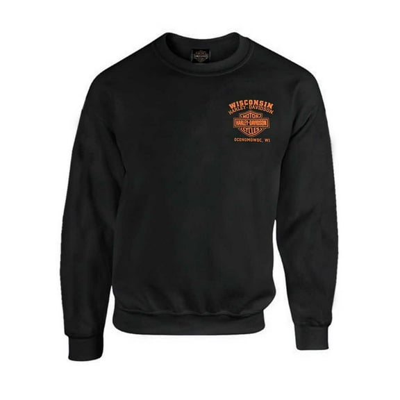 Harley-Davidson Men's Custom Freedom Fleece Pullover Sweatshirt - Black (M), Harley Davidson