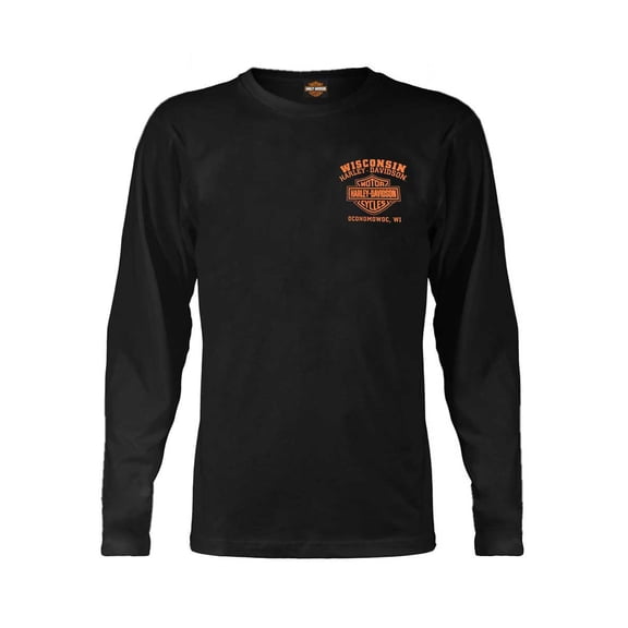 Harley-Davidson Men's Custom Freedom Long Sleeve Crew-Neck Shirt - Black (3XL), Harley Davidson