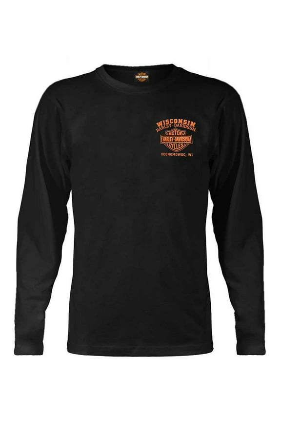 Men's Custom Freedom Long Sleeve Crew-Neck Shirt - Black (M), Harley Davidson