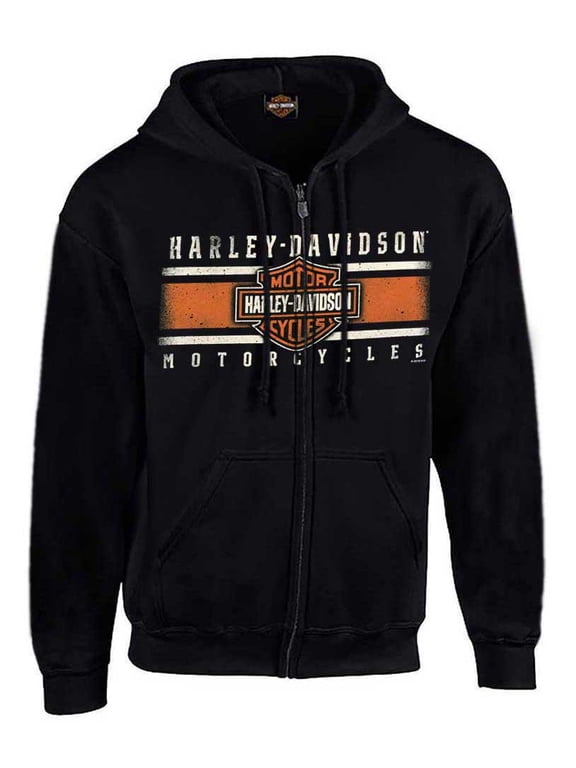 Men's Custom Iconic B&S Fleece Full-Zip Hoodie - Black (M), Harley Davidson
