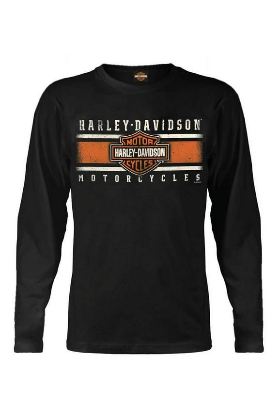 Men's Custom Iconic Long Sleeve Crew-Neck Shirt - Black (XL), Harley Davidson