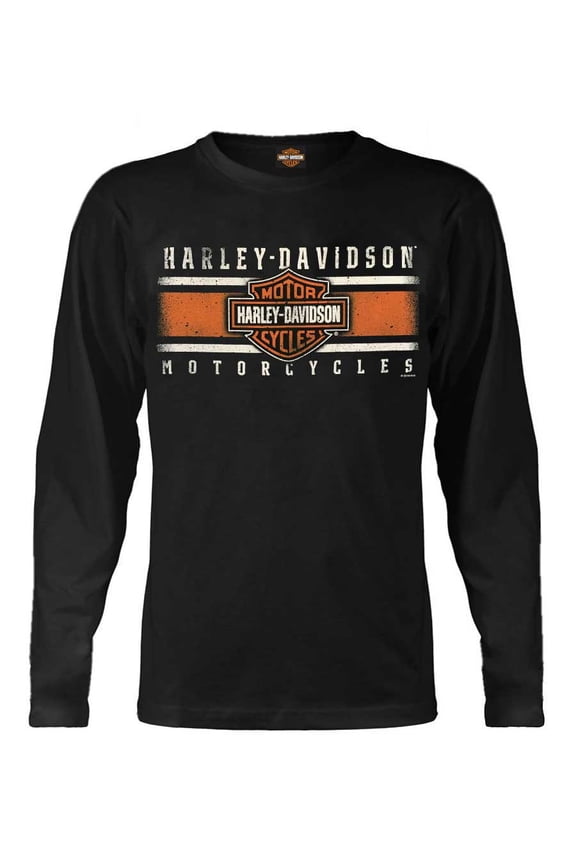 Men's Custom Iconic Long Sleeve Crew-Neck Shirt - Black (XL), Harley Davidson