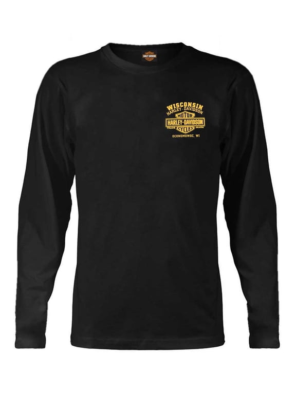 Men's Custom V Eagle Long Sleeve Crew-Neck Shirt - Black (3XL), Harley Davidson