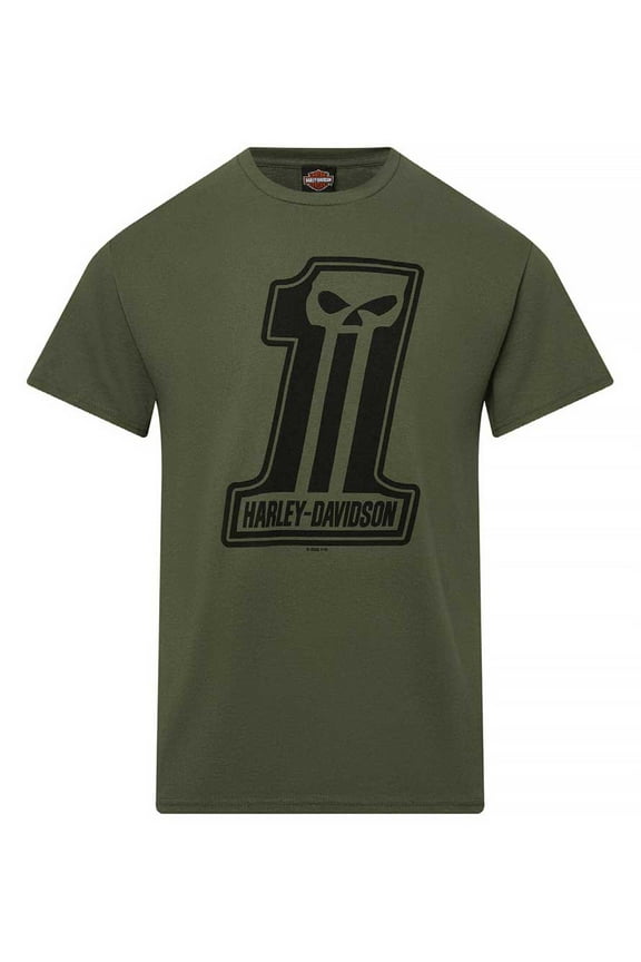 Men's Dark Trait Short Sleeve T-Shirt, Military Green (L), Harley Davidson