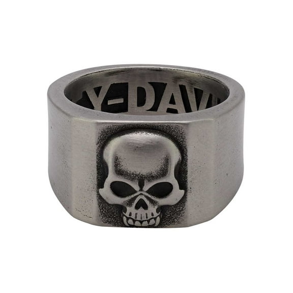 Harley-Davidson Men's Deadlock Skull Band Ring - Silver Stainless Steel (10), Harley Davidson