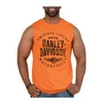 thumbnail image 1 of Harley-Davidson Men's Distressed Background Sleeveless Muscle Shirt, Orange (S), Harley Davidson, 1 of 2