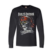 Harley-Davidson Mens Distressed Shady Skull Crew-Neck Long Sleeve Shirt 2XL, Harley Davidson