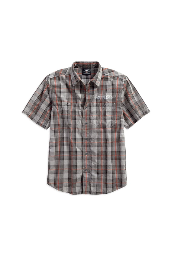 ® Men's Distressed Washed Plaid Short Sleeve Shirt 96119-18VM