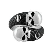 Harley-Davidson Men's Double Willie G Skull B&S Stainless Steel Metal Ring (11), Harley Davidson