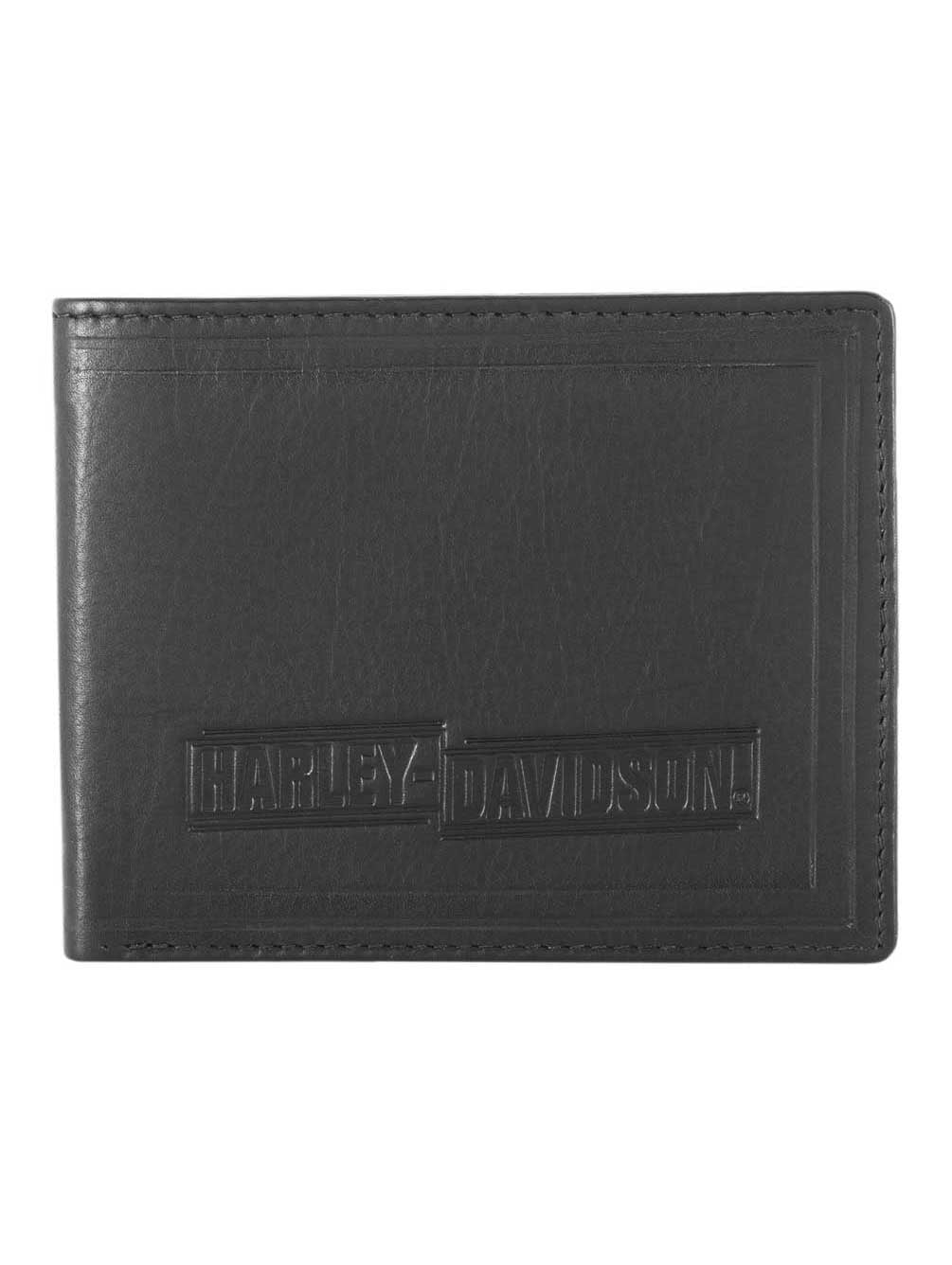 Harley-Davidson Men's Drag Race Bi-Fold Leather Wallet w/ RFID HDMWA11675, Harley Davidson