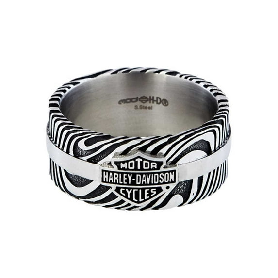 Harley-Davidson Men's Driftwood B&S Logo Ring Band, Stainless Steel HSR0078 (13), Harley Davidson