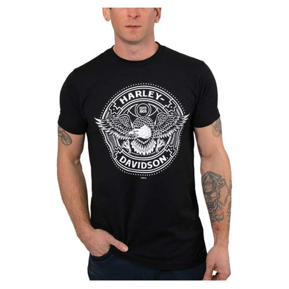 Harley-Davidson Men's Eagle Badge Crew-Neck Short Sleeve Cotton T-Shirt (XL), Harley Davidson
