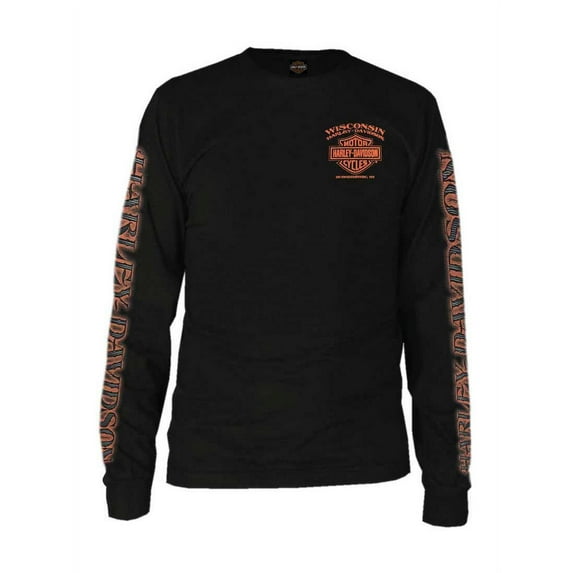 Harley-Davidson Men's Eagle Piston Long Sleeve Crew Shirt, Black 30299947 (M), Harley Davidson