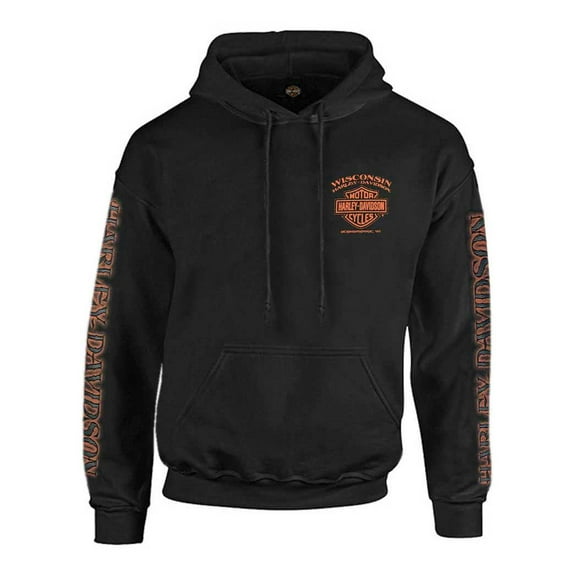 Harley-Davidson Men's Eagle Piston Long Sleeve Pullover Hoodie, Black (XL), Harley Davidson