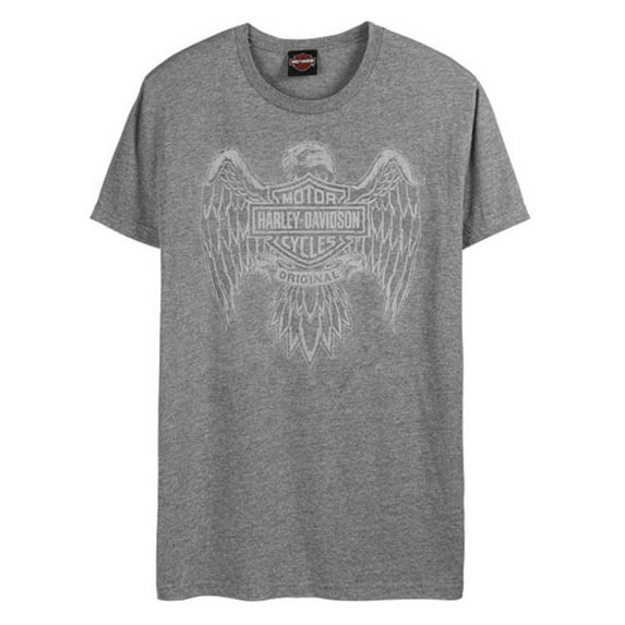 Harley-Davidson Men's Eagle Tonal Short Sleeve Crew-Neck T-Shirt, Gray Wash (S), Harley Davidson