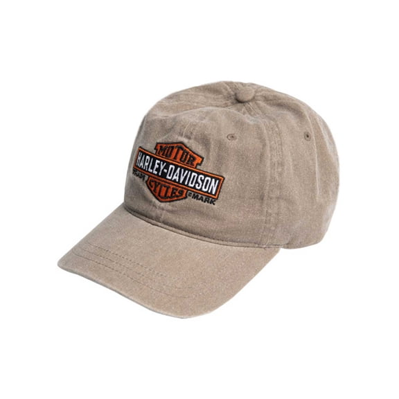 Harley-Davidson Men's Elongated B&S Curved Bill Adjustable Washed Baseball Cap, Harley Davidson