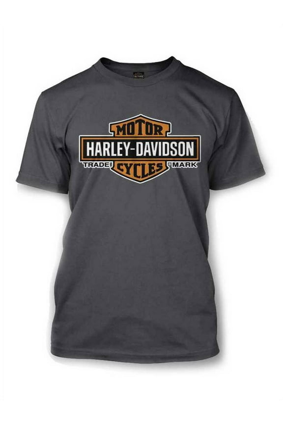 Men's Elongated Orange Bar & Shield Charcoal Tee 30291961 (2XL), Harley Davidson