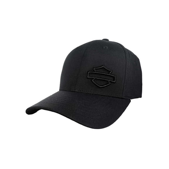 Harley-Davidson Men's Embroidered B&S Stretch Fit Baseball Cap - Black (S/M), Harley Davidson
