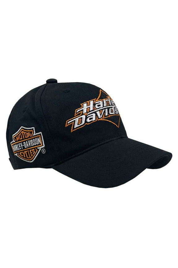Men's Embroidered H-D Curved Bill Adjustable Baseball Cap- Black, Harley Davidson