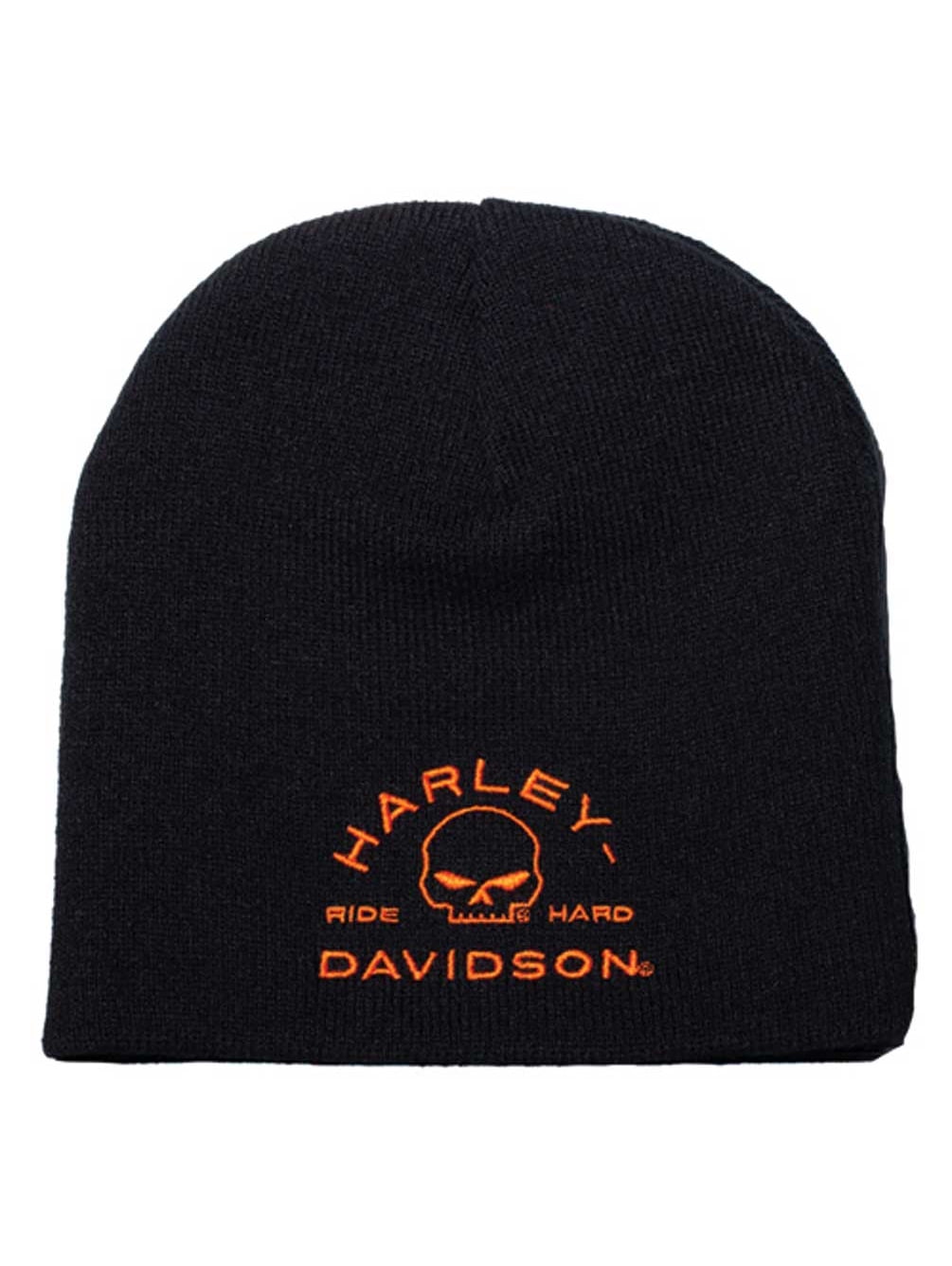 HarleyDavidson Men's Embroidered Zone Willie G Skull Acrylic Beanie Hat Black, Harley