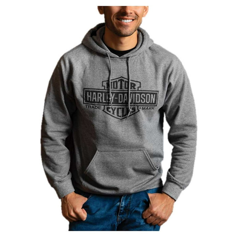 Harley Davidson Men s Fading Bar Shield Pullover Fleece Hoodie Gray L Harley Davidson Walmart