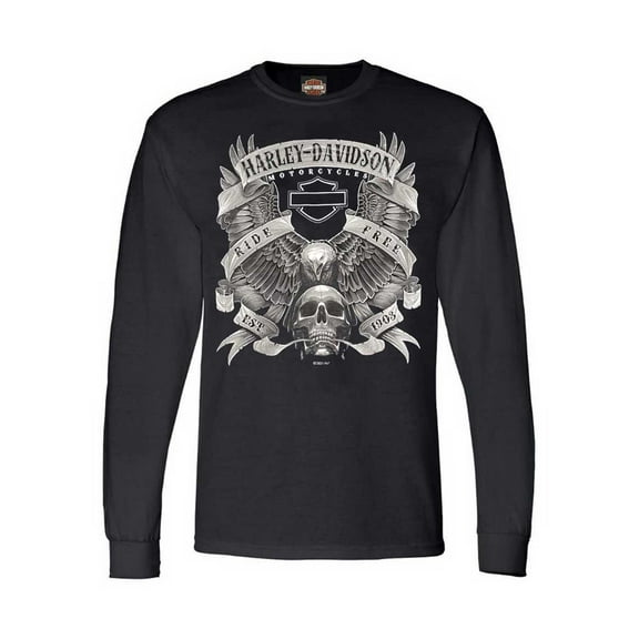 Harley-Davidson Men's Fastened Bar & Shield Crew-Neck Long Sleeve Shirt (2XL), Harley Davidson
