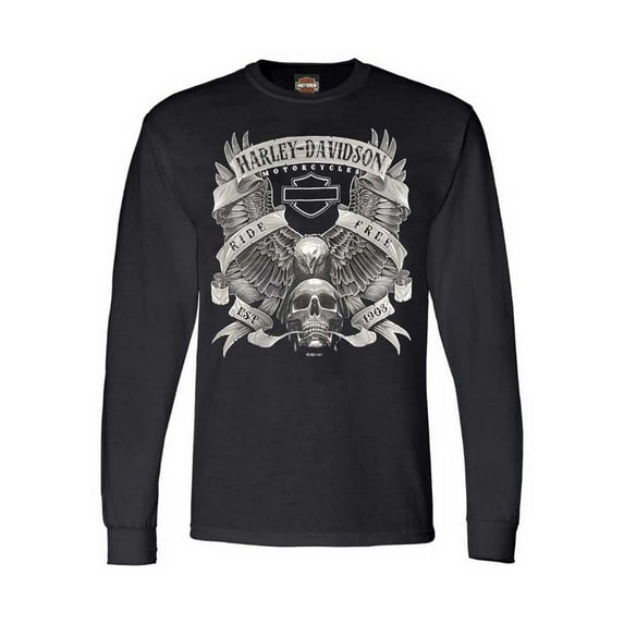 Harley-Davidson Men's Fastened Bar & Shield Crew-Neck Long Sleeve Shirt (M), Harley Davidson