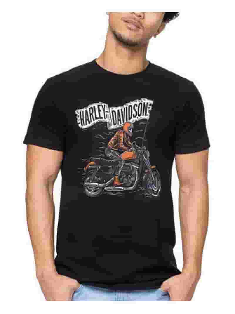 【oan】Dakar Motor Harley Short Sleeve T-Shirt Harley-Davidson Men's Flag Motorcycle Short Sleeve Crew-Neck