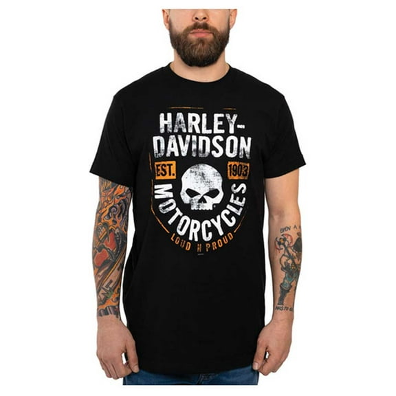Harley-Davidson Men's Focus Crew-Neck Short Sleeve Cotton Shirt - Black (3XL), Harley Davidson