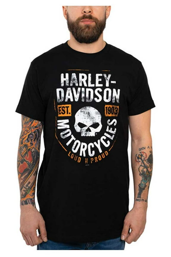 Men's Focus Crew-Neck Short Sleeve Cotton Shirt - Black (3XL), Harley Davidson